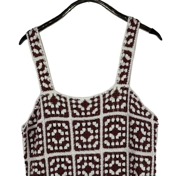 MARINE LAYER CELESTE HANDMADE CROCHET GRANNY SQUARE RETRO 70S UNLINED MINI DRESS - Picture 6 of 15